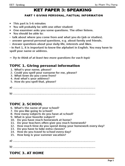 Ket Speaking Part 1 Questions Lunch Foods