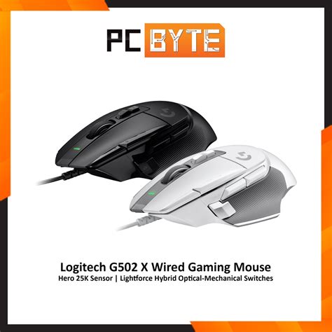 Logitech G502 X Wired Gaming Mouse Hero 25k Sensor Lightforce Hybrid