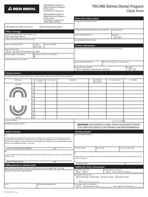 Printable Dental Claim Form 2006 Printable Forms Free Online