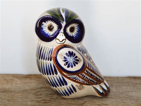 Vintage Tonala Large Owl Mexican Pottery Signed Mateos Etsy Mexican