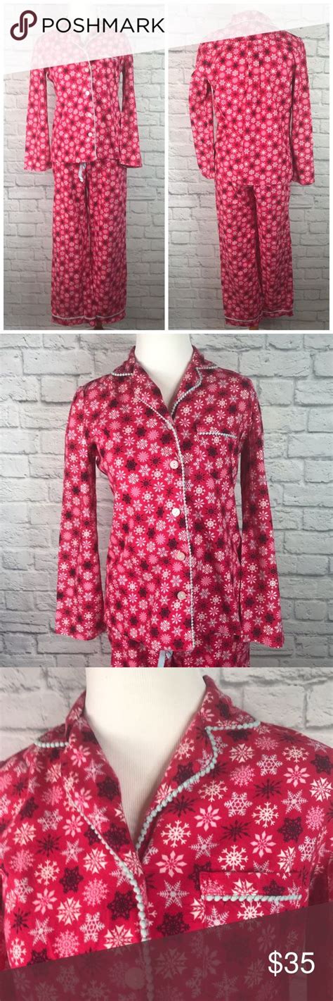 Victorias Secret Red Snowflake Holiday Pajama Set Holiday Pajama