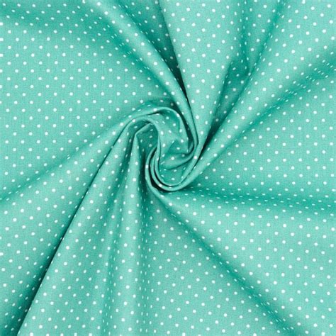 Tissu En Coton Pois Sur Fond Turquoise