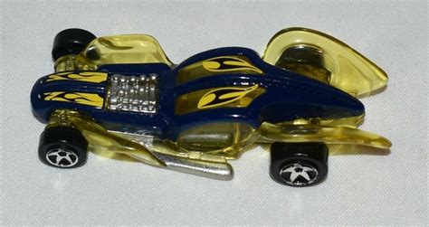 Hot Wheels Race Car Made For Mcdonald S Blue With Yellow Flames Made In China Ebay Hot