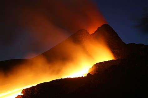 Etna Hornito Eruption With Lava Flow