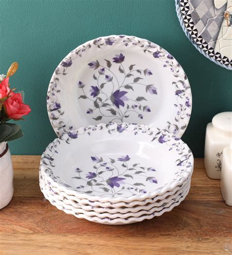 Buy White Floral Melamine Plates - 6 pieces by Gallery99 at 63% OFF by ...