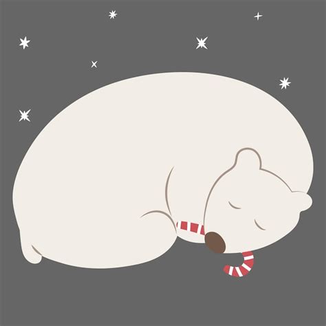 Premium Vector Polar Bear Sleep With Candy Cane Under Stars Sky On