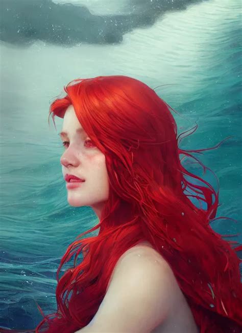 Portrait Of Ariel Red Hair Sea Hyper Detailed Stable Diffusion