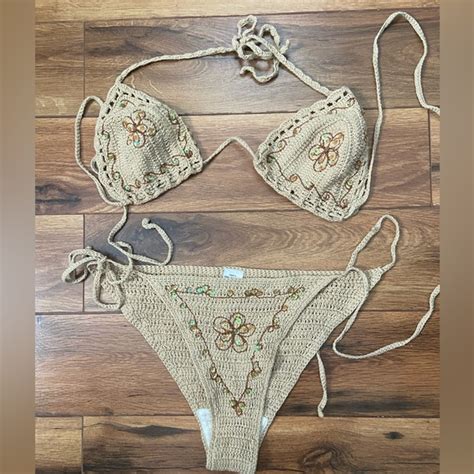 Swim Handmade Crochet Bikini Set In Tan Poshmark