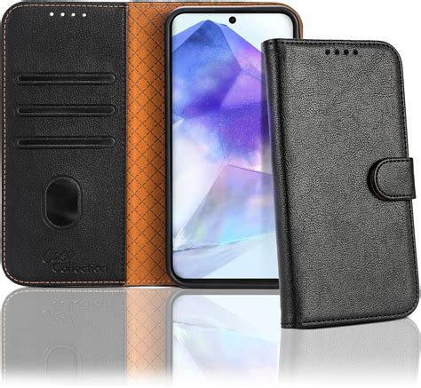 Case Collection Pour Coque Samsung A55 5G Etui En Cuir Avec Fentes