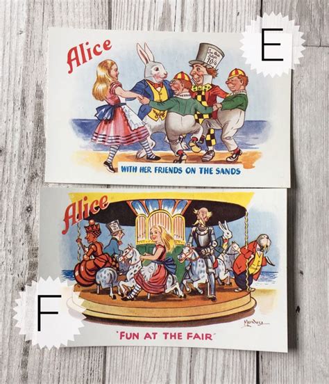 Alice In Wonderland 1950s Disney Colour Postcards Of Alice Etsy