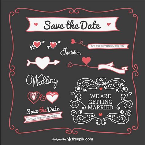 Free Vector | Wedding invitation graphics elements