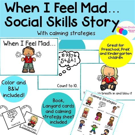 Printable Social Skills Story For Preschool Feeling Mad Etsy