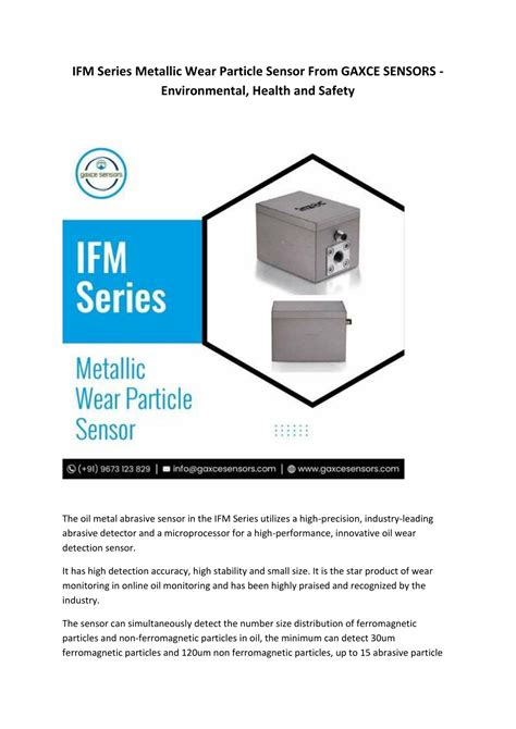 Ppt Ifm Series Metallic Wear Particle Sensor From Gaxce Sensors