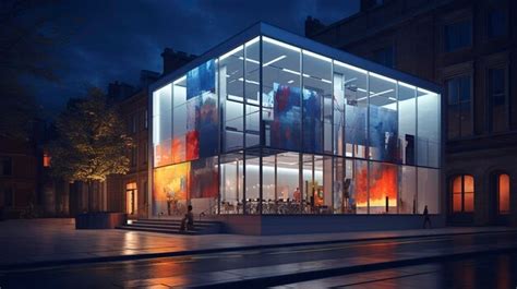 Premium Ai Image A Photo Of An Art Gallery Exterior At Night
