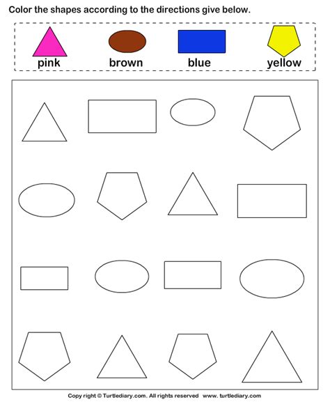 Identify Shapes And Color Them Turtle Diary Worksheet