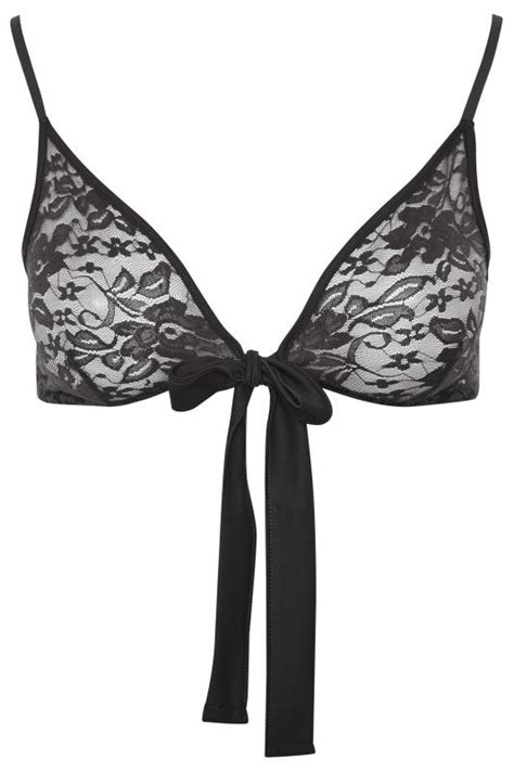 Limited Collection Black Lace Tie Front Bralette Yours Clothing