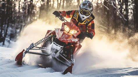 Premium Ai Image A Photo Of A Powerful Snowmobile Racing Through