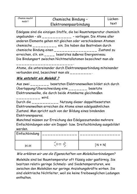 Chemische Bindung Ps Chemieunterricht De