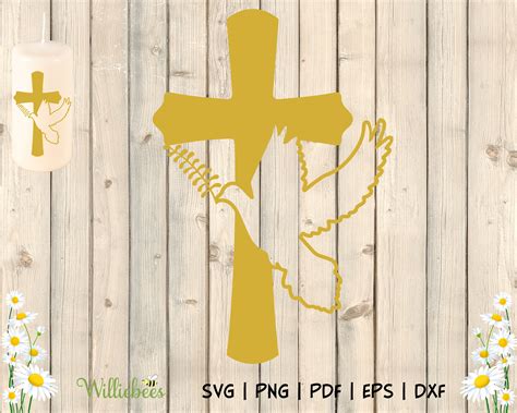 Cross With Dove Svg Dove Of Peace Baptism Gift Christening Etsy