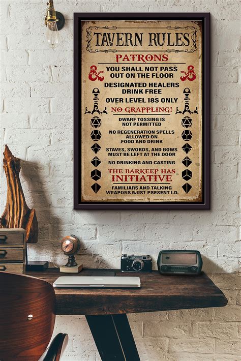 Tavern Rules Dnd Patronss The Barkeep Has Initiative Canvas Framed