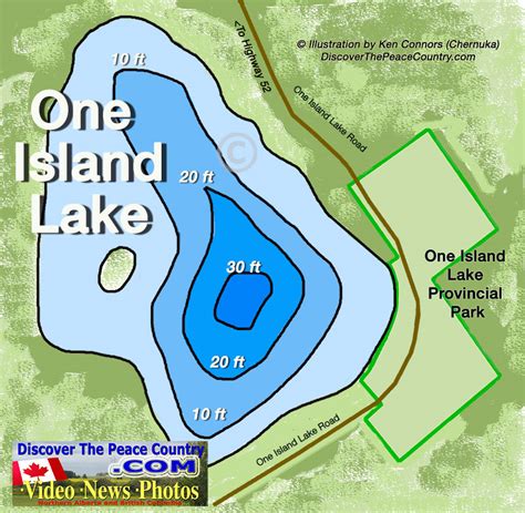 One Island Lake Depth Of Lake And Road Map One Island Provincial Park Bc