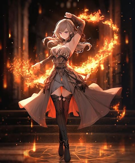 Premium Photo Anime Girl Fire Mage