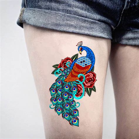 Peacock Tattoo Thigh