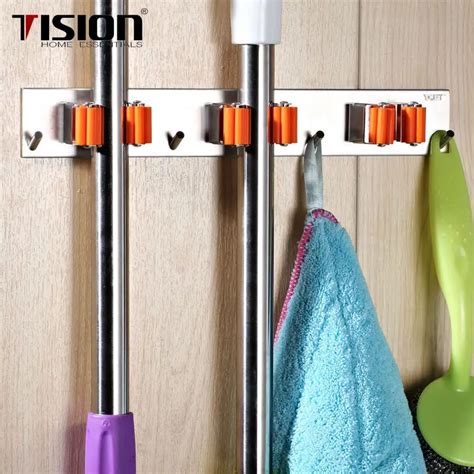 Bathroom Mop Broom Holder Mounted Storage Mop Brush Broom Organizer