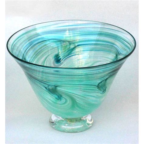 Dottie Boscamp Colored Wave Glass Bowl Teal Art Glass Bowls Sweetheart Gallery Llc