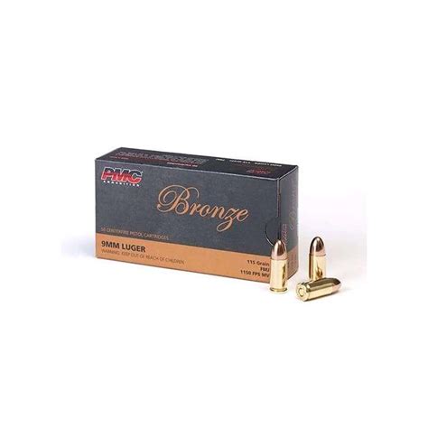 PMC 9A Bronze 9mm Luger 115 Gr Full Metal Jacket FMJ 50 Bx 20 Cs