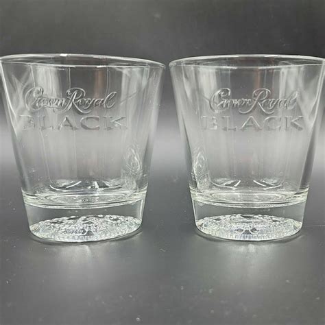 Dining Vintage Crown Royal Black Embossed Cap Base Rocks Glass Whisky Lowball Barware 2 Poshmark