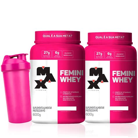 Kit Feminino X Whey Femini Max Titanium Brinde Coque