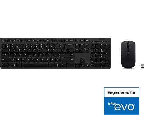 Lenovo Professional Wireless Rechargeable Combo Keyboard And Mouse Us