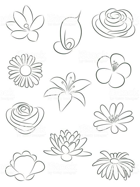 Conjunto de flores. Ilustración vectorial. | Arte vectorial, Dibujos de arte simples, Flores ...