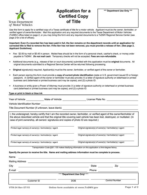 2015 Form Tx Dmv Vtr 34 Fill Online Printable Fillable Blank Pdffiller