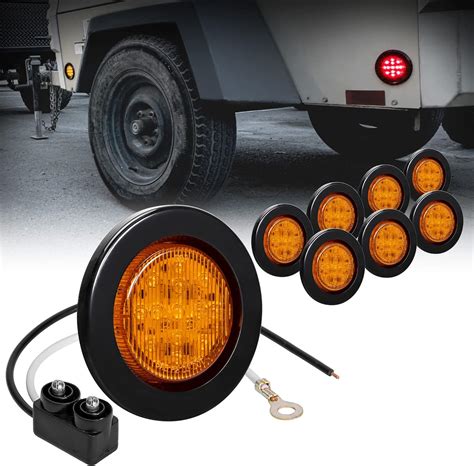 8 luces LED redondas de 6 35 cm ámbar para remolque DOT FMVSS 108