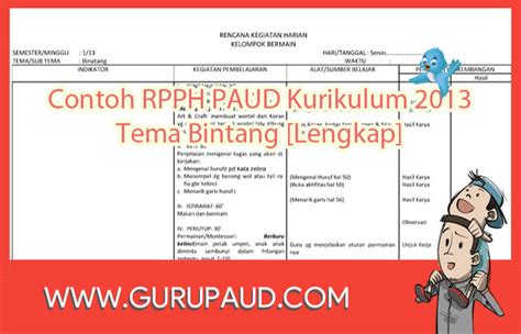 Contoh Rpph Paud Kurikulum 2013 Tema Binatang Lengkap Guru Paud