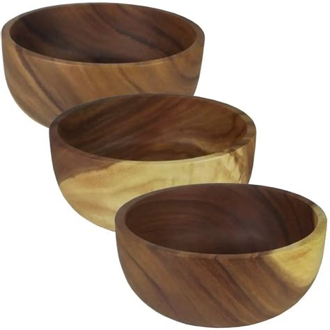 Acacia Wooden Salad Bowl Kitchen Utensils Handicraft Top Design Custom