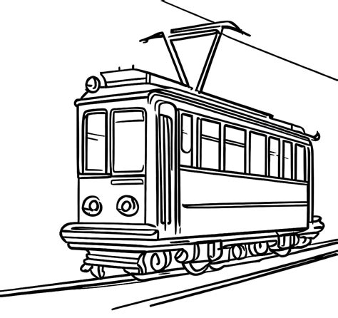 Tram Tramwaj Disegno Tramway Strassenbahn Kleurplaat Malvorlage Druku