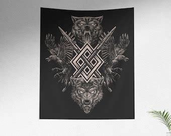 Odin Valhalla Norse Viking Tapestry Viking Pagan Mythology Etsy