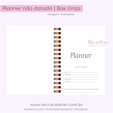 Planner não datado personalizado Recriar Papelaria Artesanal