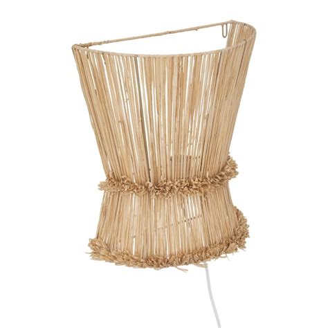 Applique murale en raphia tressé bambou naturel h 35 cm Maisons du Monde