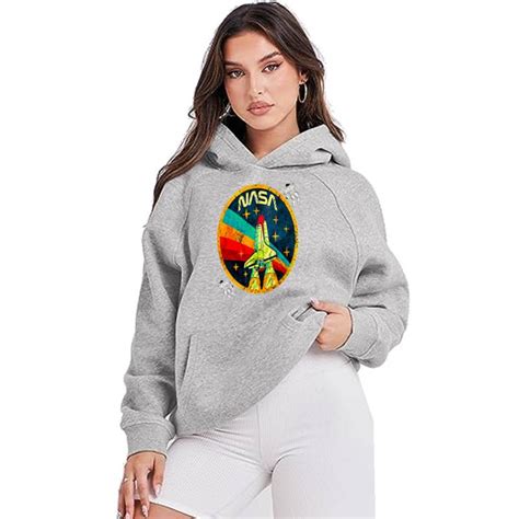 Buzo Gris Mujer Nasa Vintaje Hoodie Adn Adn Camisetas