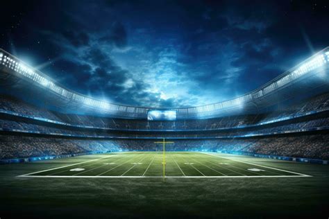 AI generated Football stadium at night with green field and lights. 3D ...