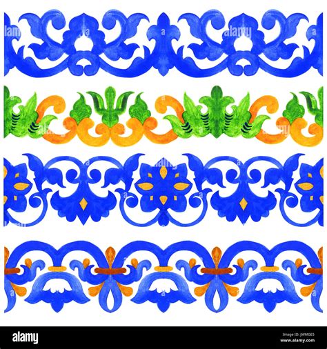 Portuguese Azulejo Tiles Border Gorgeous Seamless Patterns For