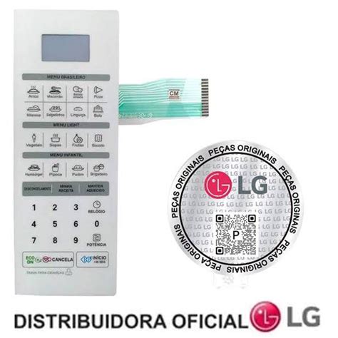 Membrana Painel Frontal Mfm62719601 Micro ondas LG Exclusiva Peças