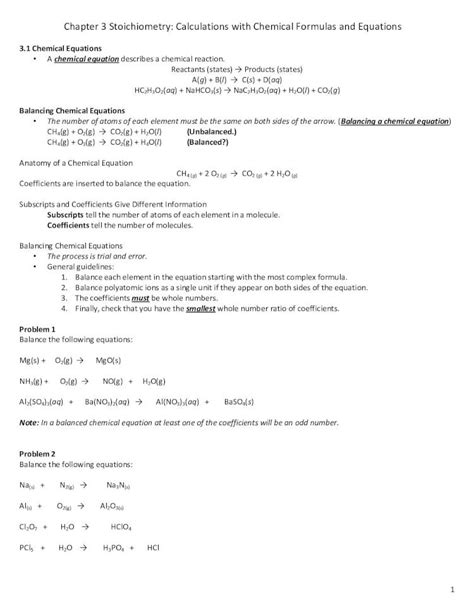 Pdf Chapter 3 Stoichiometry Calculations With Chemical Chapter 3