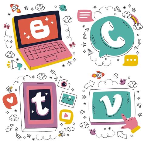 Free Vector Hand Drawn Social Media Sticker Collection