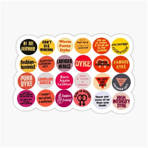 Vintage Lesbian Buttons Sticker For Sale By Lauren Levensaler Redbubble