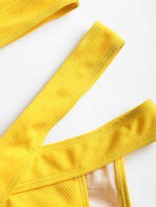 Plunge Midi Bikini Top And Bandage Bottoms In Yellow Zaful